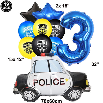 Blue Car Police Truck Foil Balloon Boys Birthday Balloons 4D Standing Balloons Baby Shower Police Themed Birthday Party Decors