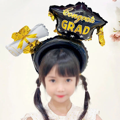 10/30/50-Piece Set New Black Graduation Cap Headband Balloon Set Inflatable 2025 Graduation Season Party Decorations