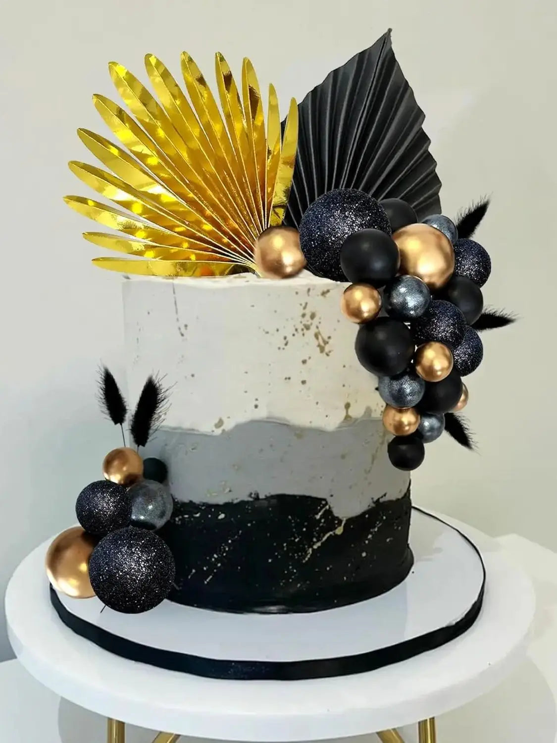 Palm Leaves Cake Decorations Balls Cake Toppers for Birthday Wedding Anniversary Baby Shower Party Supplies