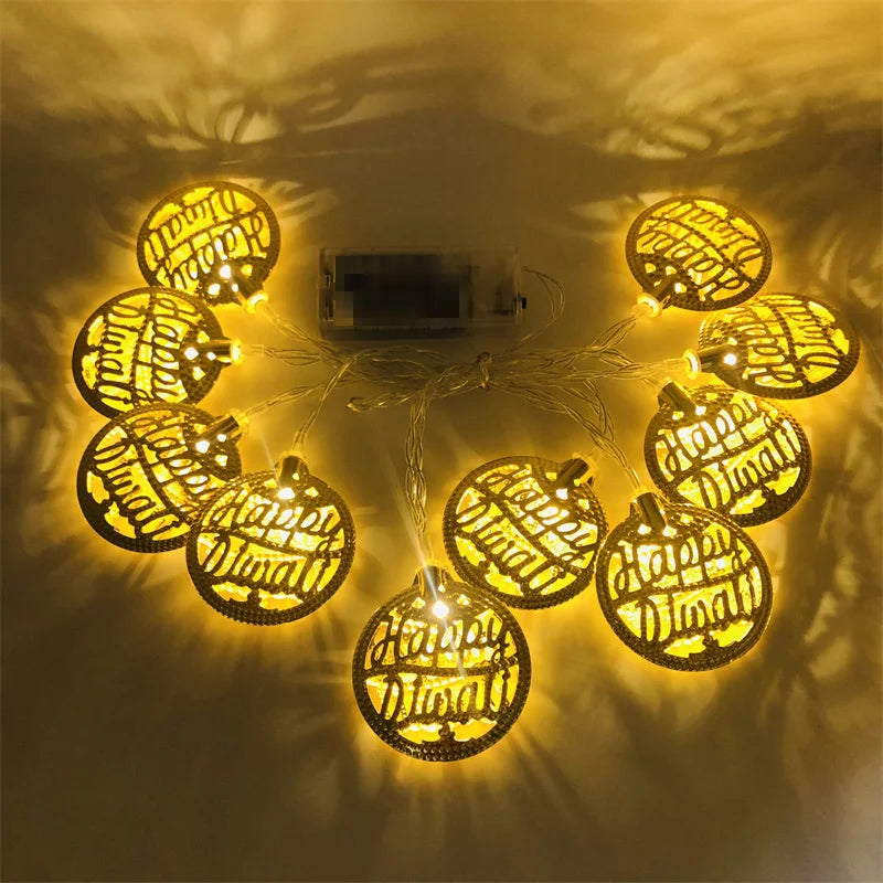 Mini LED String Light Gold AUM OM Lakshmi Ganesha String Light for Deepavali Diwali Party Decoration Festival Golden String Lamp