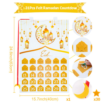 Ramadan Countdown Felt Calendar Eid Mubarak Decorations For Home Islamic Muslim Party Decor Ramadan Kareem Eid Al Adha Kid Gifts