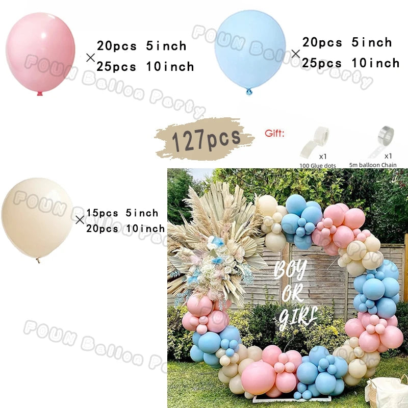 Birthday Party Ballon Garland Arch Kit Gender Reveal Balloons Maca Blue Pink Baloon Latex Boy Or Girl Baby Shower Decorations