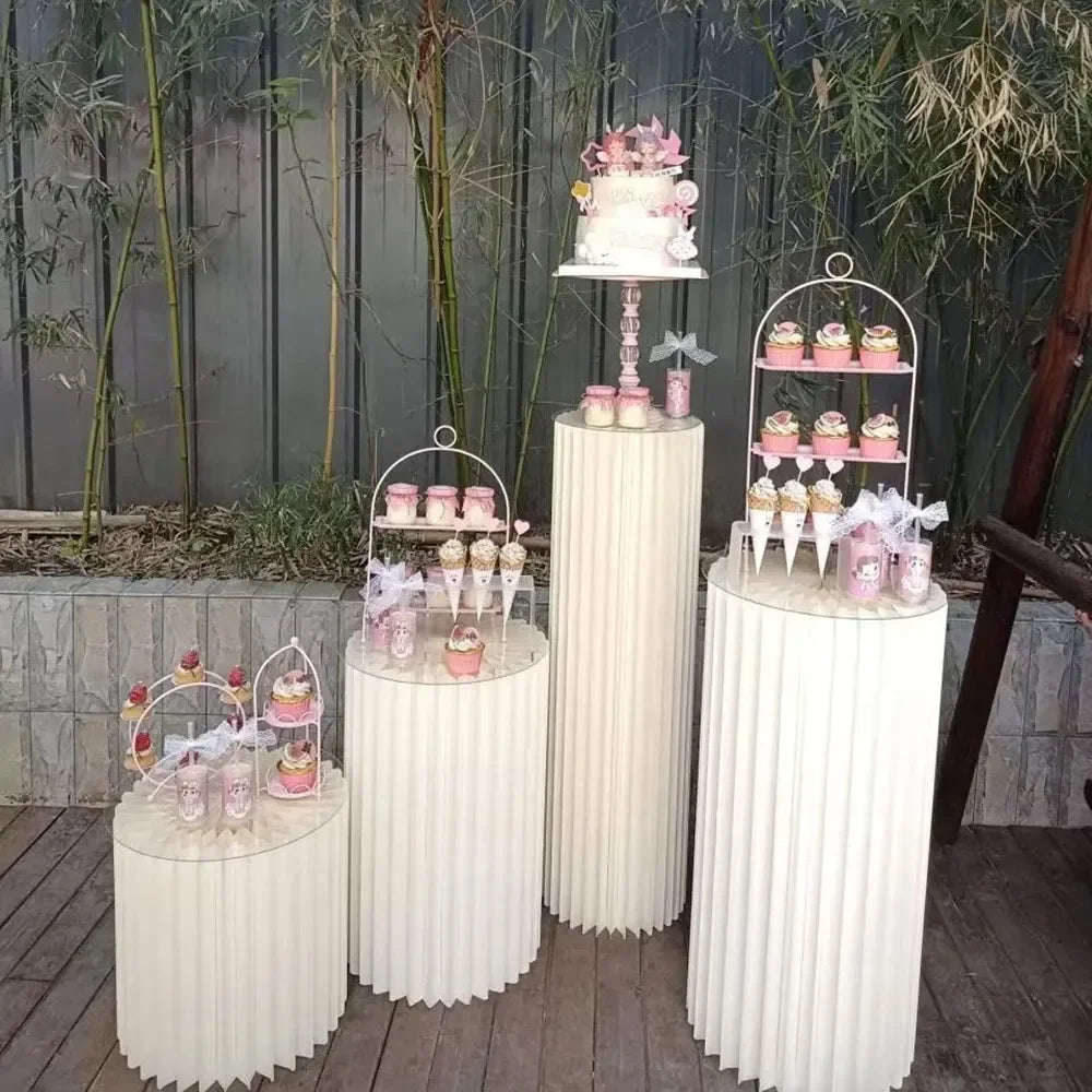 Paper Folding Cylinder Wedding Ramadan Decoration Birthday Anniversary DIY Party Supplies Baby Shower Dessert Table Cake Stand