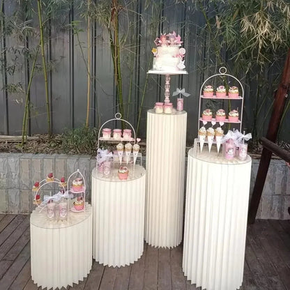 Paper Folding Cylinder Wedding Ramadan Decoration Birthday Anniversary DIY Party Supplies Baby Shower Dessert Table Cake Stand