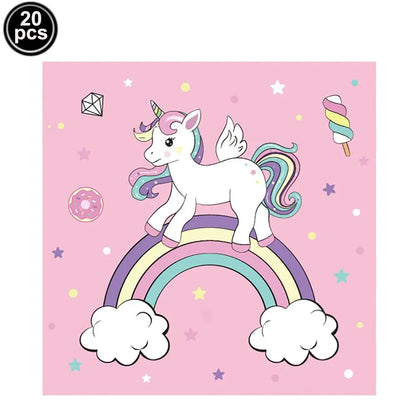 Unicorn Party Decoration Happy Birthday Banner Girl Unicorn Paper Mask Macaron Balloon Rainbow Unicorn Party Best Choice