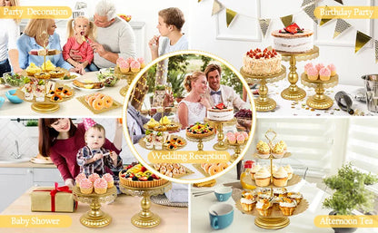 6 Pcs Gold Metal Cake Holder Set,Circular Cupcake Holder,Christmas Decoration Dessert Table,Donut plate，Wedding, Birthdayparty