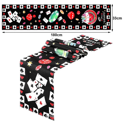 Las Vegas Theme Casino Backdrop Hanging decor Garland Banner Poker tablecloth table cover Casino Night Poker Party Decorations