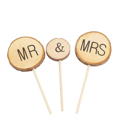 3 Pcs Premium Wedding Cake Toppers, Mr and Mrs Cake Topper, Rustic Wedding Decoration, Wedding Cake Topper for Wedding