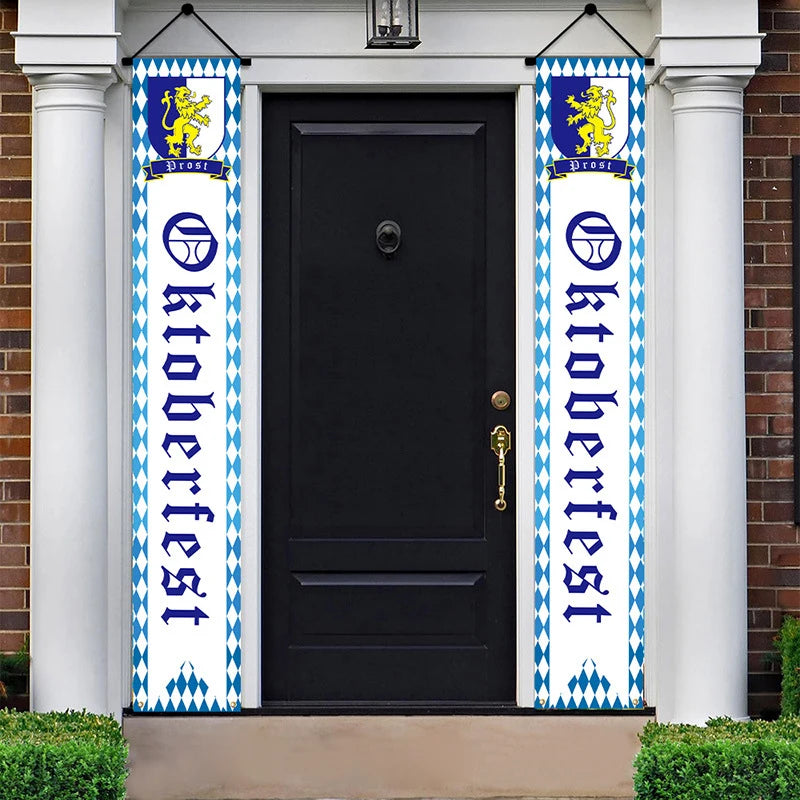 Beer Flag The Munich Oktoberfest Event Party Decorations Door Hanging Banner 1 Pair Tapestry Polyester Printed for Home Outdoor