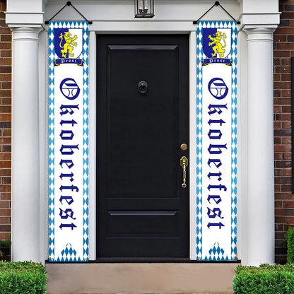 Beer Flag The Munich Oktoberfest Event Party Decorations Door Hanging Banner 1 Pair Tapestry Polyester Printed for Home Outdoor