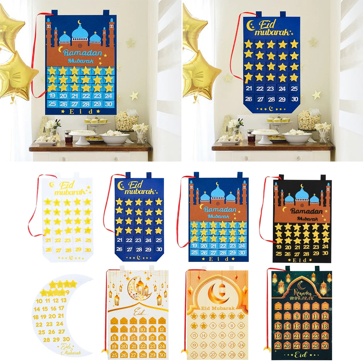 Ramadan Countdown Felt Calendar Eid Mubarak Decorations For Home Islamic Muslim Party Decor Ramadan Kareem Eid Al Adha Kid Gifts