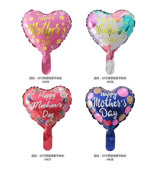 12pcs 10inch Heart Spanish Happy Mother's Day Balloon Heart Shape Mama Feliz Dia Foil Balloon Mother Party Decoration Air Globos