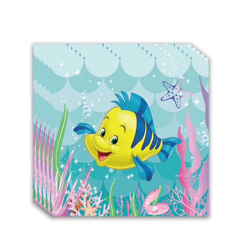 The Little Mermaid Theme Party Supplies  Ariel Princess Paper Napkin Plate Cup Balloons Kid Girls Birthday Party Decoration Gift