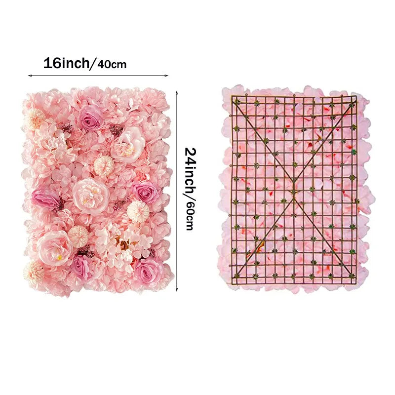 Pink Silk Rose Flower Wall Panels Artificial Flower for Wedding Decoration Baby Show Party Home Bedroom Backdrop Decor