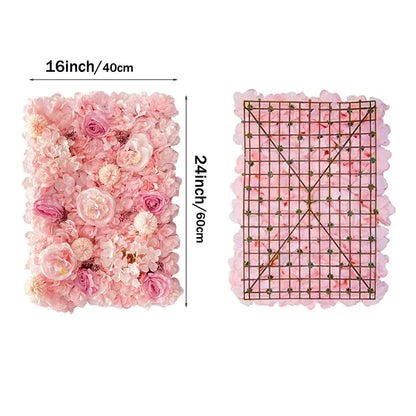 Pink Silk Rose Flower Wall Panels Artificial Flower for Wedding Decoration Baby Show Party Home Bedroom Backdrop Decor