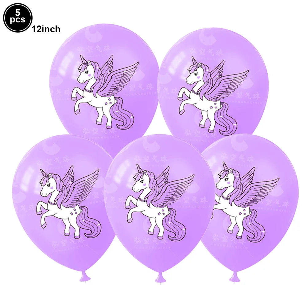Unicorn Party Decoration Happy Birthday Banner Girl Unicorn Paper Mask Macaron Balloon Rainbow Unicorn Party Best Choice