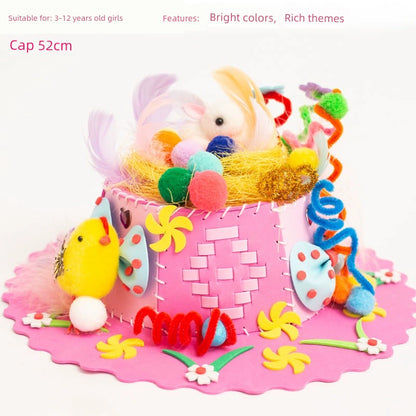 Easter Hat DIY Rabbit Chicken Kindergarten Handmade Material Kit Kids Matching Performance and Catwalk Activity