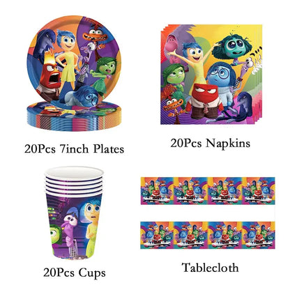 New Disney Inside Out 2 Birthday Decoration Party Disposable Tablewase Cups Plates Balloons Baby Shower Party Supplies For Kids