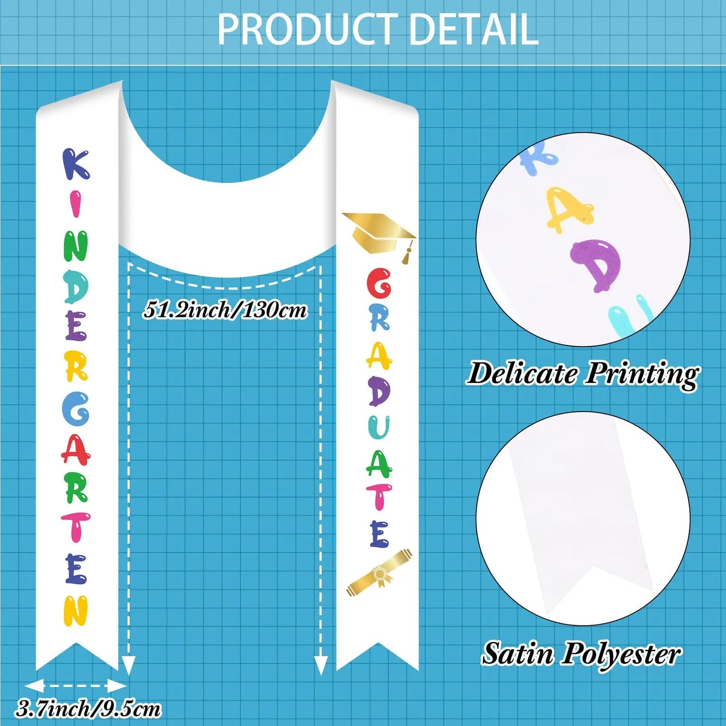 2025 Year Preschool and Kindergarten Graduation Gown Cap Tassel Set with 2025/2026 Charm Printed Stole Grad Gift for Boys Girls