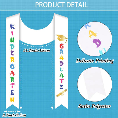 2025 Year Preschool and Kindergarten Graduation Gown Cap Tassel Set with 2025/2026 Charm Printed Stole Grad Gift for Boys Girls