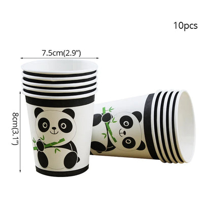 Panda Theme Party Decoration Kids Birthday Party Supplies Cute Panda Disposable Tableware Banner Cookie Bag Baby Shower Decor