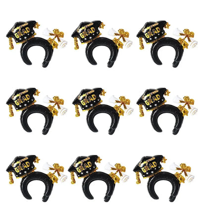 10/30/50-Piece Set New Black Graduation Cap Headband Balloon Set Inflatable 2025 Graduation Season Party Decorations