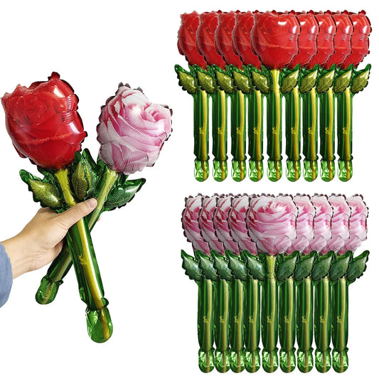 Mini Rose Flower Balloons Small Size Rose Shaped Balloons Valentines Day Balloon Mother's Day Baby Shower Party Decors 10-100pcs