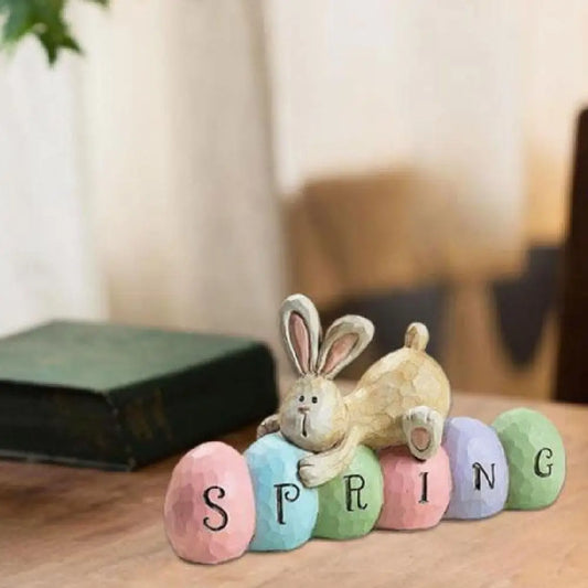 Spring Easter Bunny Rabbit Wooden Ornaments DIY Crafts Kids Toy Gift Happy Easter Decoration 2025 Party Home Desktop Decorations