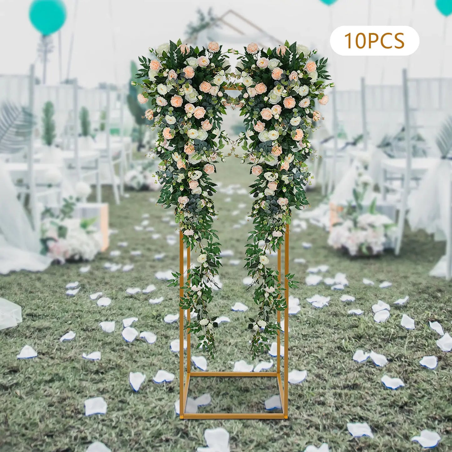 10Pcs/4Pcs Metal Golden Rectangular Frame Backdrop Wedding Rack Arch For Birthday Party Backdrop Wedding DLY Decor