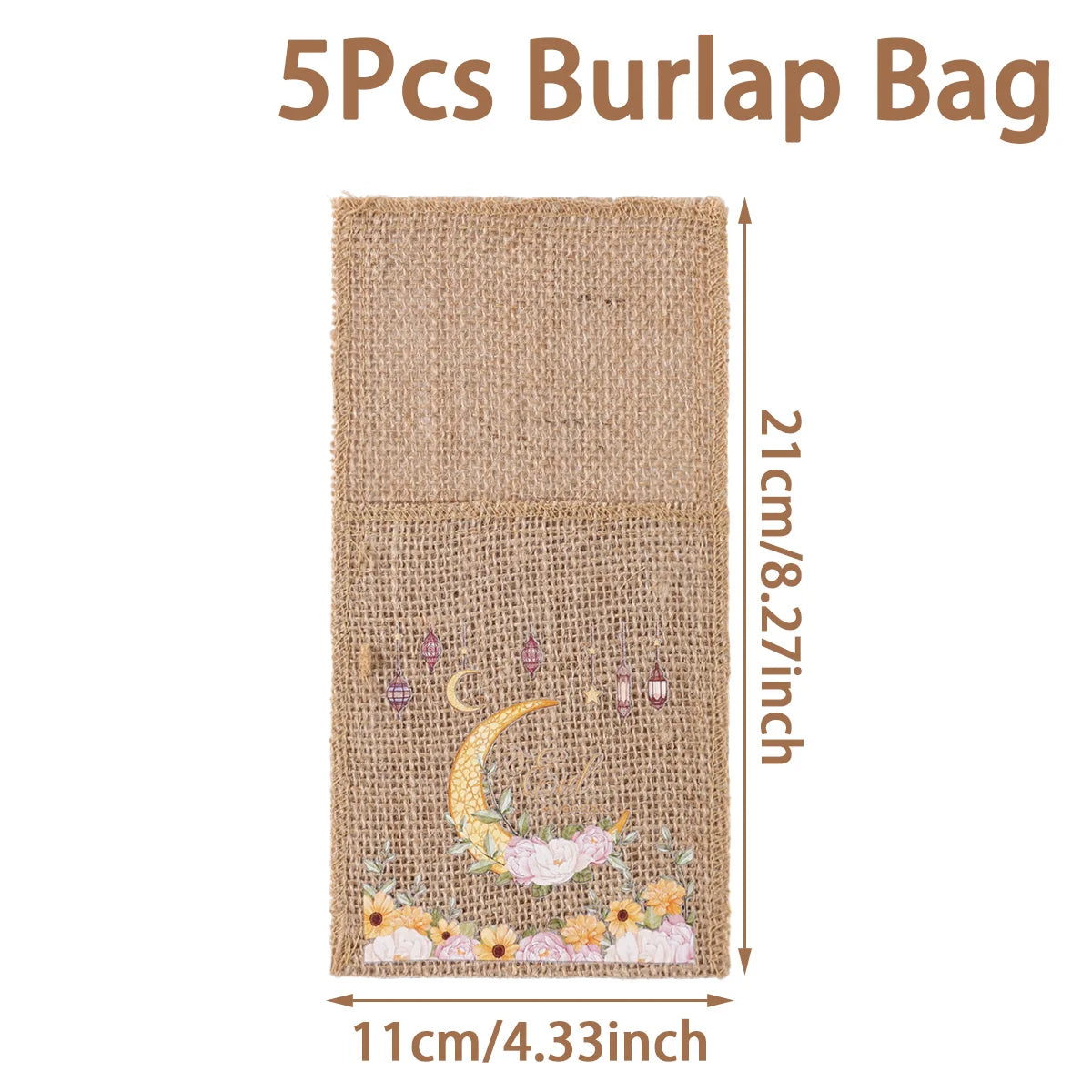 Eid Mubarak Burlap Cutlery Pouch Ramadan Decor for Home 2025 Table Decor Ramadan Kareem Islamic Muslim Party Eid Al-Fitr Gifts