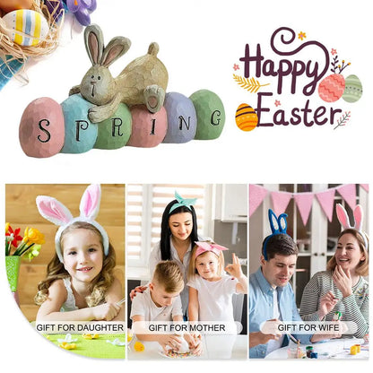 Spring Easter Bunny Rabbit Wooden Ornaments DIY Crafts Kids Toy Gift Happy Easter Decoration 2025 Party Home Desktop Decorations