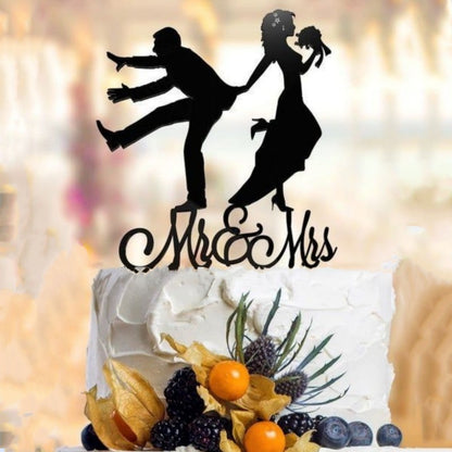 MR MRS Cake Topper Acrylic Black Wedding Cake Topper Decorations Mariage Baking Tools Party Supplies
