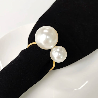 Wedding Pearl Napkin Rings Metal Gold Silver Napkin Holders for Wedding Elegant Party Supplies Event Dinner Table Decorations