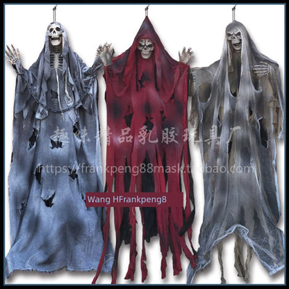 New Voice-Controlled Skull Hanging Ghost Halloween Haunted House Secret Room Props Bar KTV Set Decoration Pendant Horror