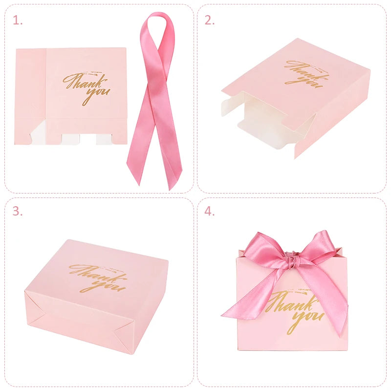 5/10pcs Thank You Candy Box With Ribbon Small Gift Packing Bag For Christmas Wedding Baby Shower Birthday Party gift for guests