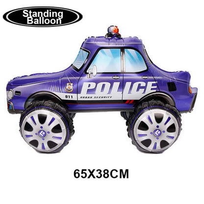 Blue Car Police Truck Foil Balloon Boys Birthday Balloons 4D Standing Balloons Baby Shower Police Themed Birthday Party Decors