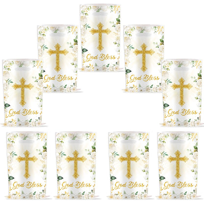 Communion Baptism Flower Cross Party Gift Bag Holy Communion Party Favors Chocolate Cookies Candy Bags for Kids Birthday Decor
