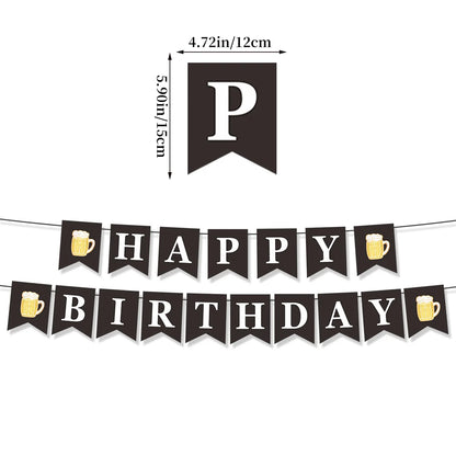 Beers Happy Birthday Party Banner Beer Cups Balloon Cheers Cake Topper Decorations Men Beer Birthday Bachelorette Party Supplies