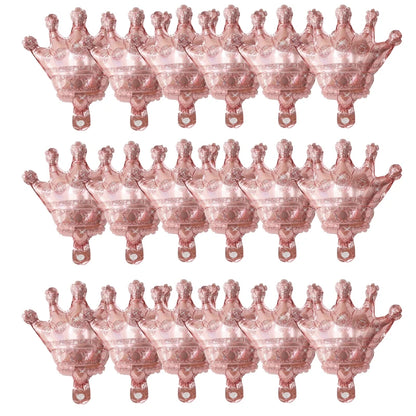 18pcs Mini Crown Aluminum Foil Balloons Gold Silver Crown for Princess Baby Shower  Wedding Birthday Party Decoration Supplies