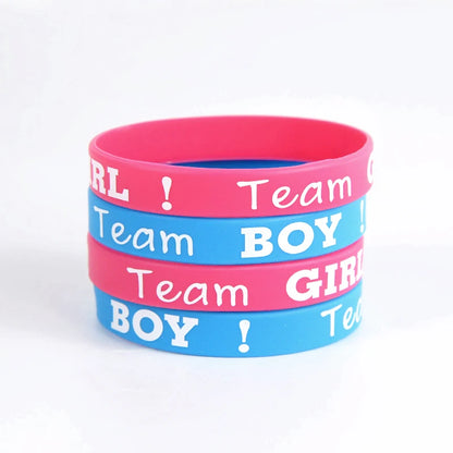 20pcs Gender Reveal Silicone Bracelets Team Boy Team Girl Wristband Party Games Gift Decoration Boy or Girl Baby Shower Favors
