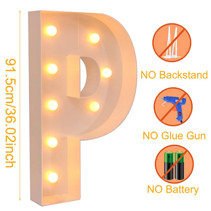 91.5CM Giant Letter Led Light Frame Box Baby Shower Christmas 1st Birthday Wedding Party Decor DIY Name Balloon Filling Box