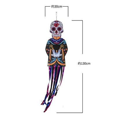 1.3m Mexico Day of the Dead Skeleton Ghost Bride Hanger Porch Sign Halloween Party Outdoor Decor Ghost Couple Door Hanging Flag