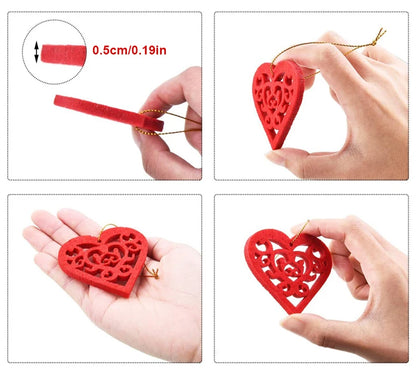 30Pcs Engraved Love Heart shaped pendant Hollow Shape DIY Crafts for Wedding Party Valentines Day Decoration Ornaments