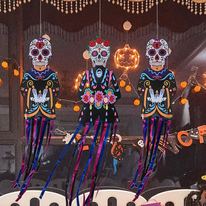 1.3m Mexico Day of the Dead Skeleton Ghost Bride Hanger Porch Sign Halloween Party Outdoor Decor Ghost Couple Door Hanging Flag