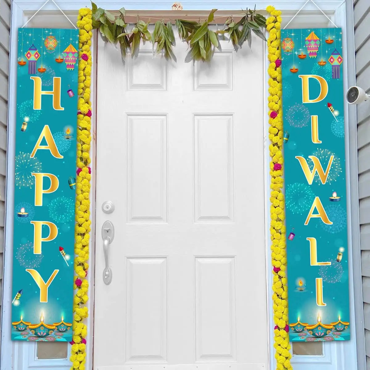 Funmemoir Happy Diwali Porch Signs Deepawali Decorations Indian Festival of Lights Door Sign Decor Hindu Diwali Greeting Banners