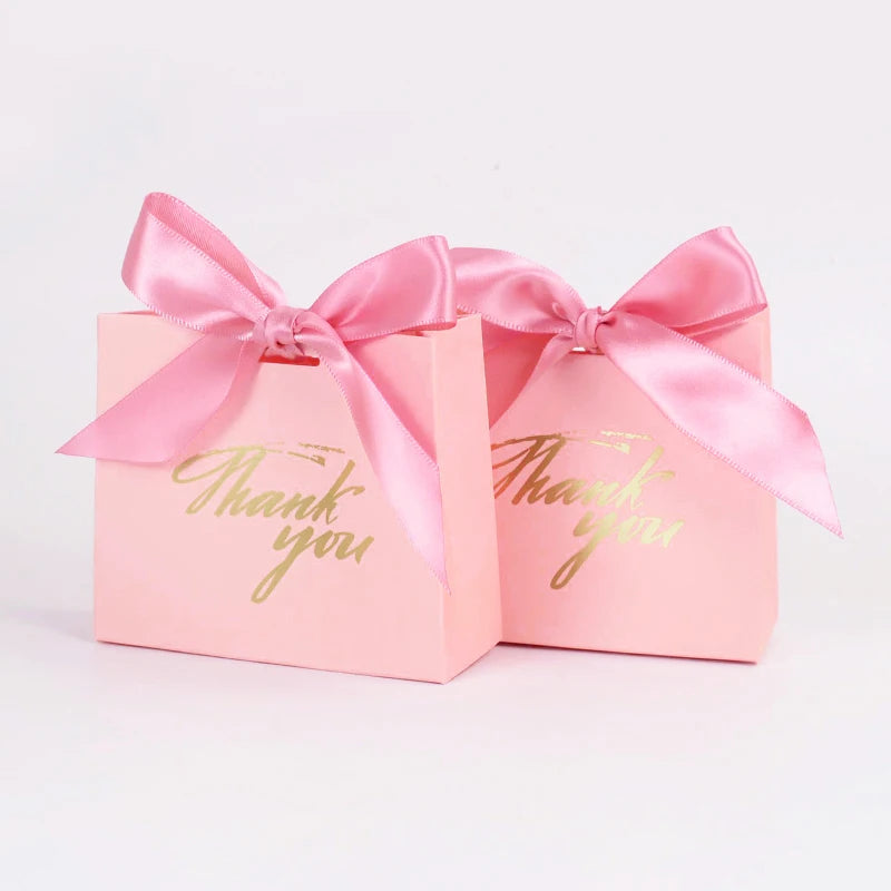 5/10pcs Thank You Candy Box With Ribbon Small Gift Packing Bag For Christmas Wedding Baby Shower Birthday Party gift for guests