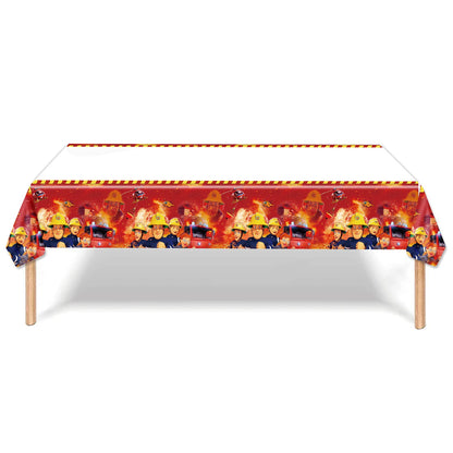 Firefighter Sam Party Supplies Plates Napkins Cups Tablecloth Banner Fire Truck Party Decorations Kids Boys Decor Supplies
