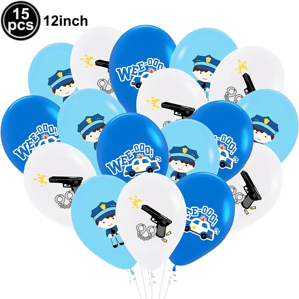 Blue Car Police Truck Foil Balloon Boys Birthday Balloons 4D Standing Balloons Baby Shower Police Themed Birthday Party Decors