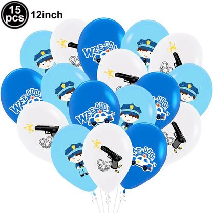 Blue Car Police Truck Foil Balloon Boys Birthday Balloons 4D Standing Balloons Baby Shower Police Themed Birthday Party Decors