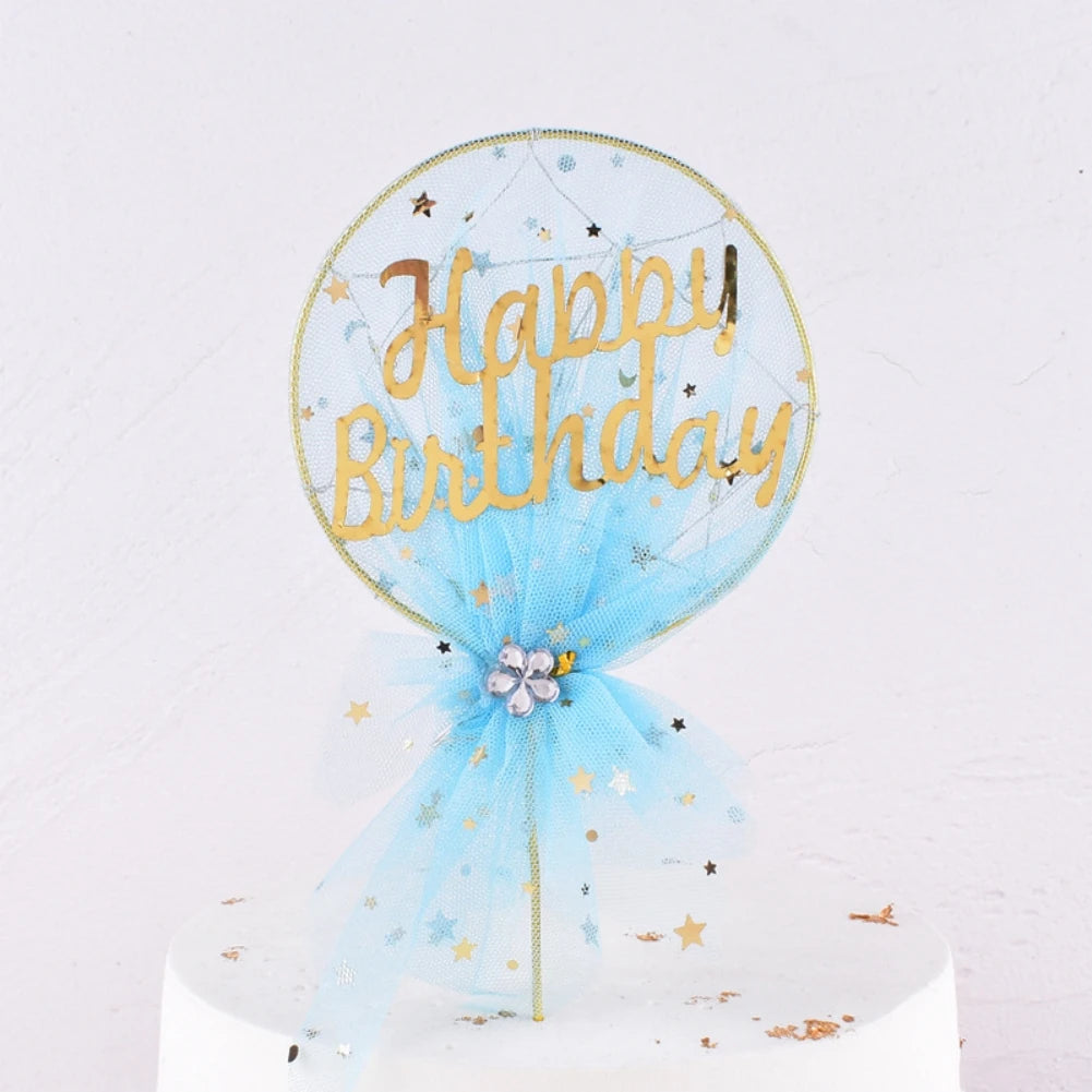 New LED Lamp Pearl Crown Cake Topper Decor Princess Party Top Topper Happy Birthday Cake Decorating Tools Gift Wedding Supplies